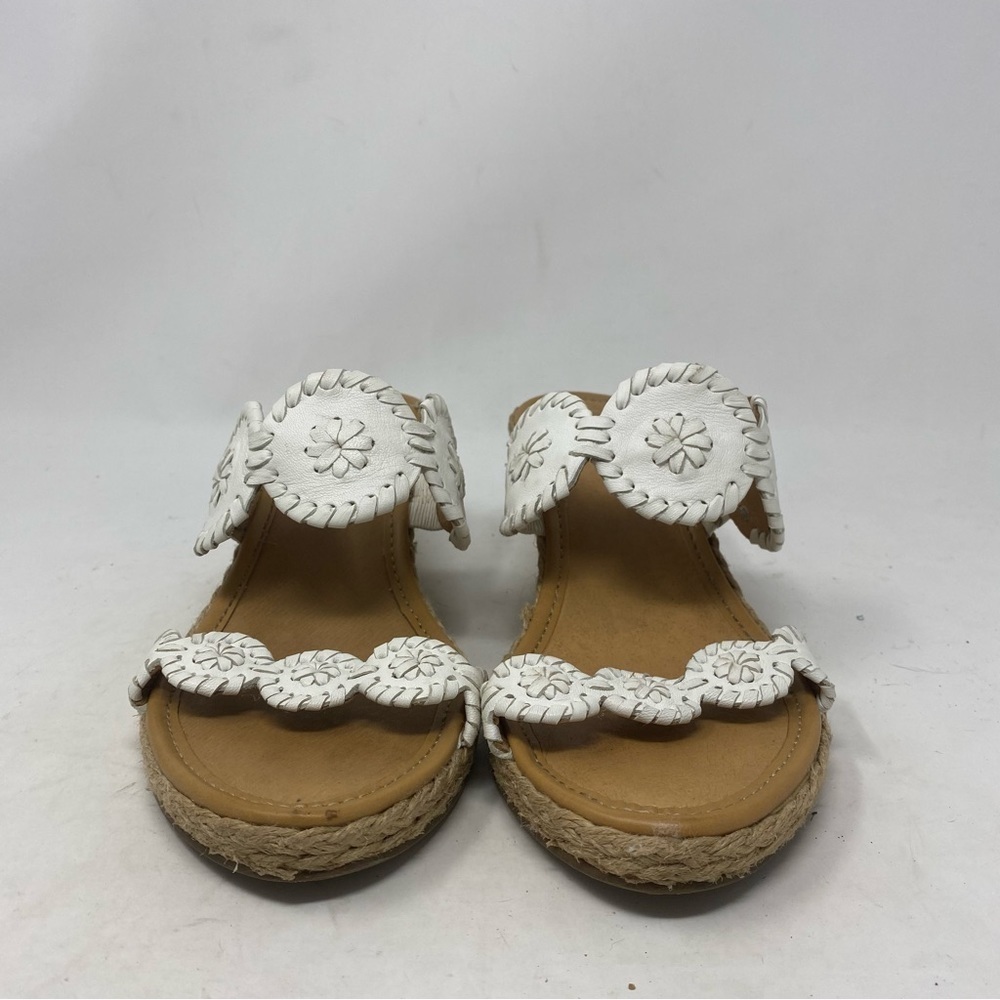 Jack Rogers Women’s White Leather Shelby Espadrille Wedge Sandal Size 10 - Picture 3 of 7